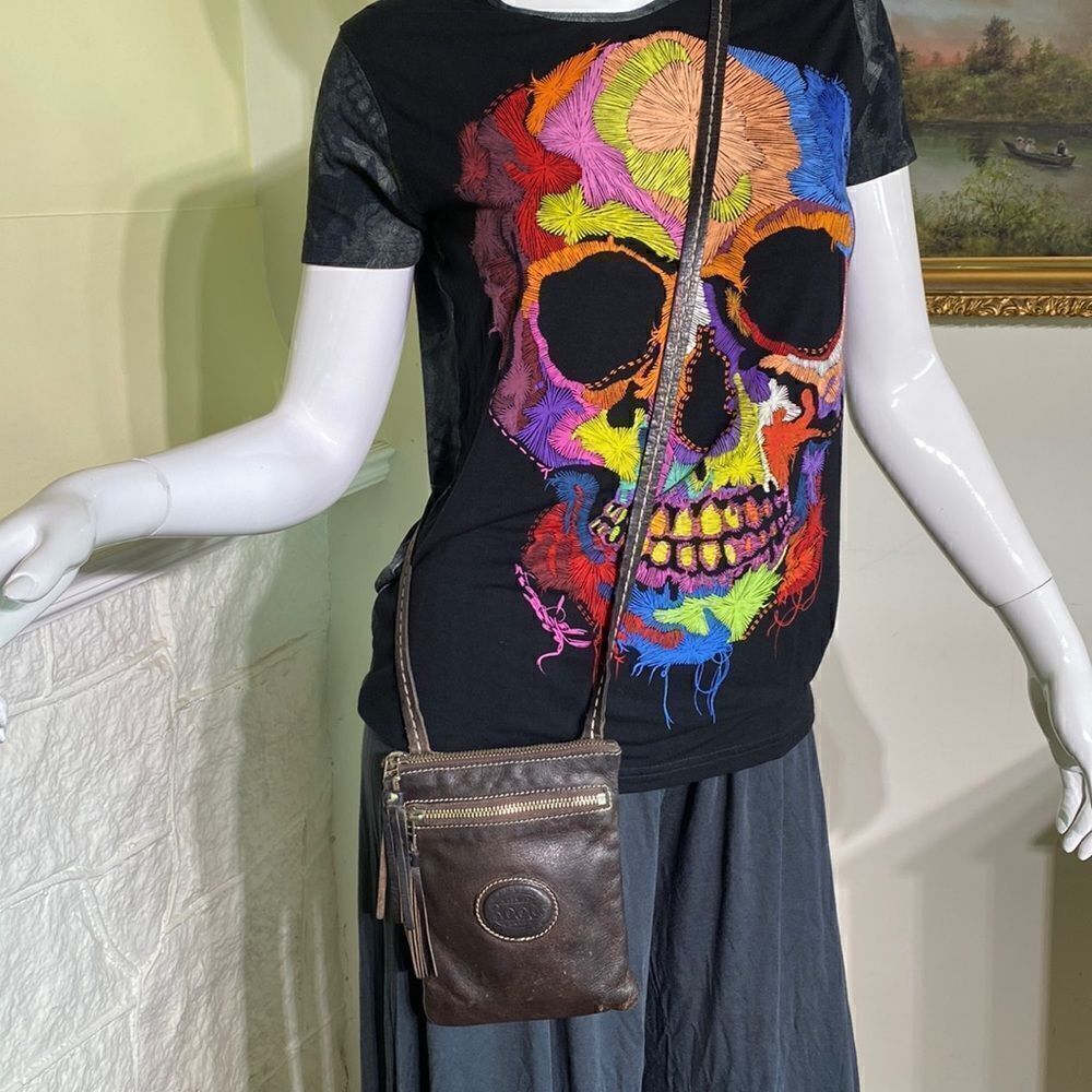 Roots Leather Mini Cross Body Bag